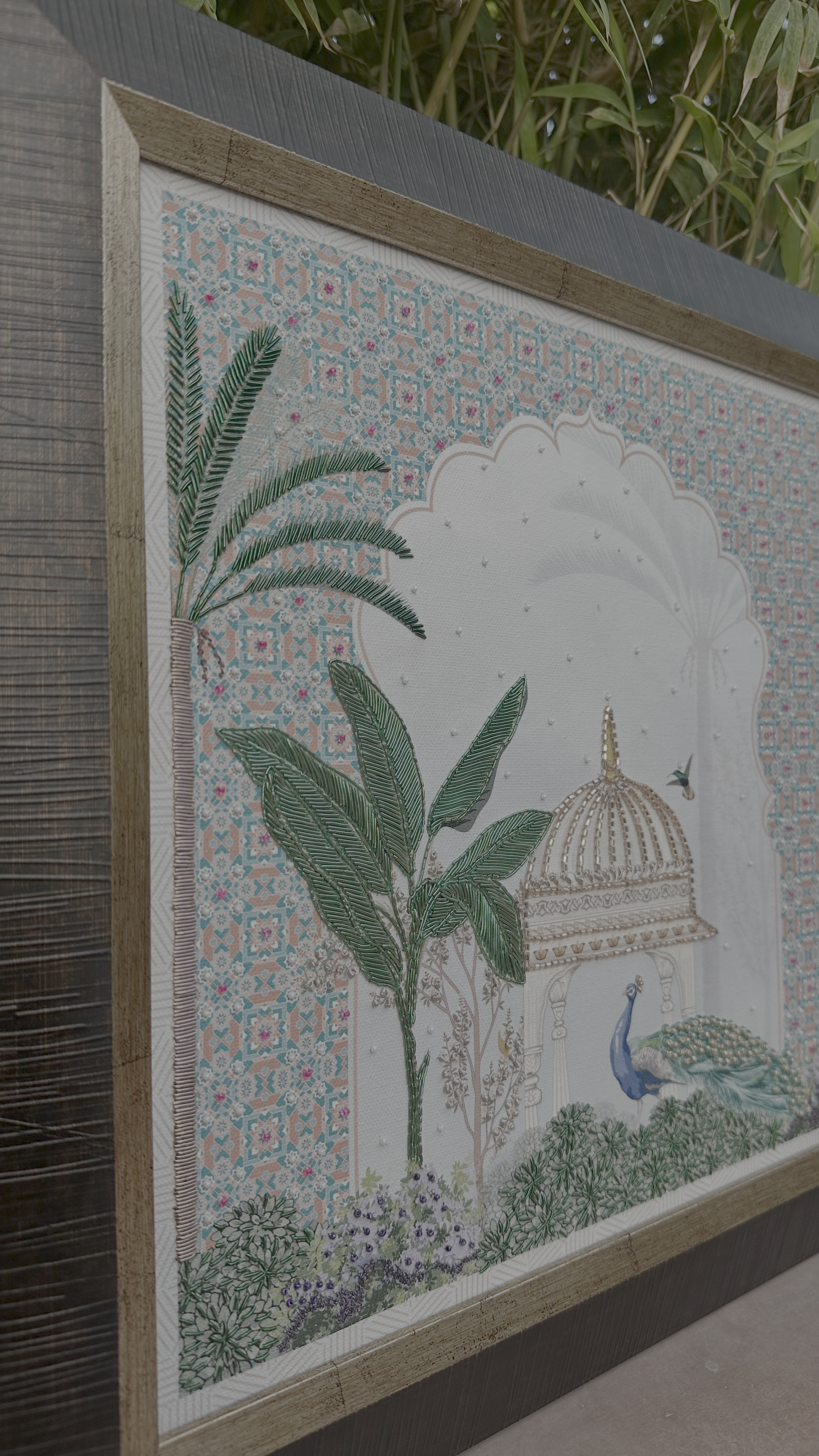 Huge artwork on a wall in a cafe